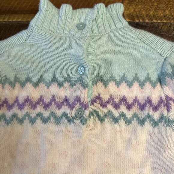 Janie and Jack Forever Fair Isle Sweater Cream and Sugar Size 4 Blue Purple - Picture 6 of 7